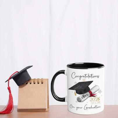 1pc, 11oz Graduation Celebration, Mortarboard Scroll, Class Of 2025, 2026 Student Graduation Gift, Customized Graduation Name Mug, University & Graduate Student Graduation Party Commemorative Gift, Multi-Color High-Quality Mug, Coffee Cup, Milk Cup