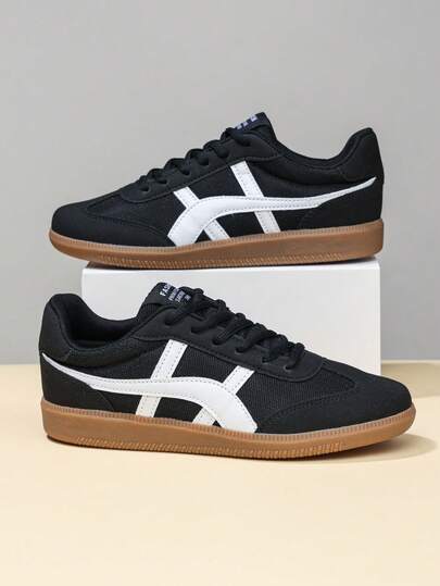 1 Pair Unisex Youth Sports Shoes, Fashion Patchwork Casual Shoes, Classic Retro Sneakers, Lightweight Breathable Running Shoes, Comfortable Non-Slip Training Shoes Suitable For Daily Sports And Leisure Activities