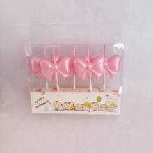 5pcs/Box Pearl White Bow Candles, Personalized Candles For Birthday Cake, Cute Fairy Birthday Party Cake Decor, Available In Multiple Colors: White, Pink, Red, Blue, Yellow, Orange, Brown - Multicolor - View 10