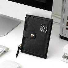 2026年新型超薄型ジッパーカード小銭入れ、スタイリッシュで多用途、高価値デザインのクラシックな黒文字、大容量カード、IDカード、コイン収納、ユニセックススタイル。 - ブラック - チェックする 2