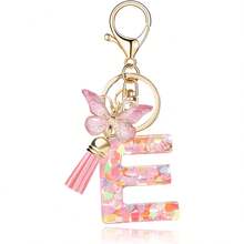 1pc Handmade Crystal Resin Butterfly & Letter Keychain, Tassel Keyring, Small Gift For Wedding, Birthday, Baby Shower, Travel Souvenir, Graduation, Housewarming, Party (5 Styles Available) - Multicolor - View 119