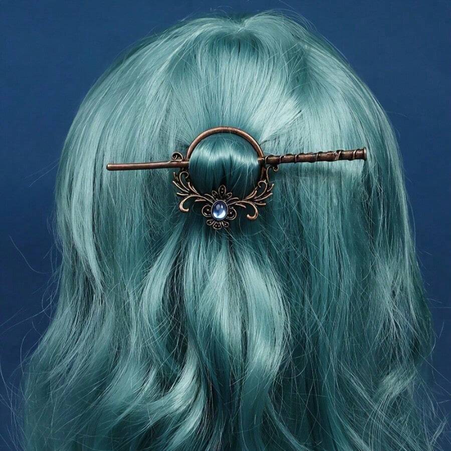 Elegant Luxury Alloy Hairpin With Sapphire Decoration - Complex Floral Design, Stable Fixing Force For Bun, Ponytail, Ball Head - Women's Hair Accessories, Suitable For Bun, Ball Head Production, Elegant Style, Stable Fixing Force - Màu đồng đỏ cổ - Xem 1