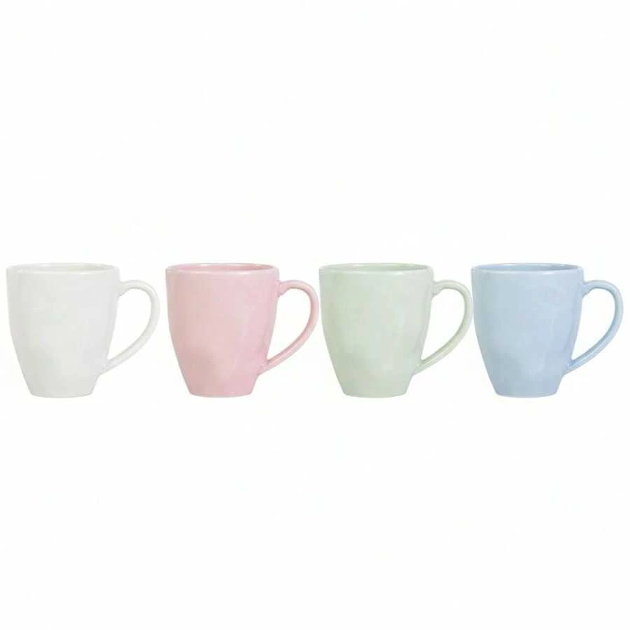 Set Of 4 Organic Tea/Coffee Mugs In Assorted Colors, 312 Ml, Germer Porcelain - 白色 - 查看 1