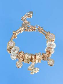 1件装不锈钢天鹅爱情吊坠手链（女士款）