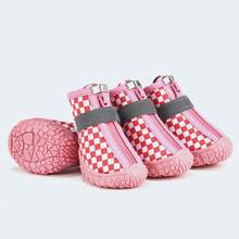 4pcs Set, Random Pattern, Waterproof Breathable Pet Dog Shoes, Anti-Slip Protective Outdoor Foot Covers For Teddy, Poodle And Other Small Dogs, All Seasons
