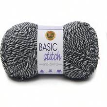 Lion Brand Yarn - Hilo básico antibolitas para ganchillo tejer y manualidades color negro blanco 1 paquete - NegroBlanco - Ver 1