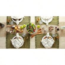 DII 100% Cotton Tonal Fringe Variegated Machine Washable Everyday Kitchen Basic Placemat Set of 6 Olive Green - Verdeoliva - Ver 7