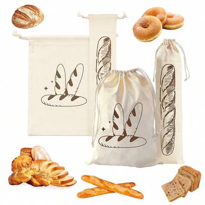 2pcs Reusable Bread Bag, Rectangle Storage Pouch For Artisan Bread, Unbleached Homemade Bread Keeper, Reusable Produce Bag, Food Storage Bag