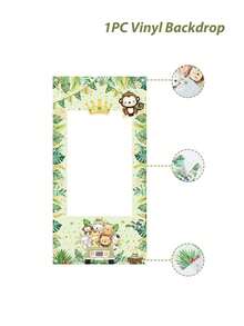 1pc Children's Birthday Party Backdrop, Elegant Decorative Background Cloth For Baby Birthday Theme Party, Infant Birthday Theme Sophisticated Party Decoration, Home Baby Party Backdrop For Photo Shoot