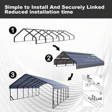 20x20 FT Heavy Duty Metal Carport With Galvanized Steel Roof & Frame - All-Weather Portable Garage Shelter 2, Boat Cover & Yard - 20x30英尺 - 查看 6