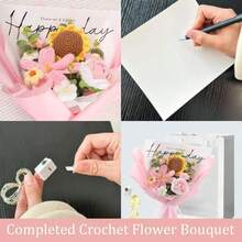 Dsuyakota Crochet Flowers Bouquet Suower Tulips : Handmade Knitted Bouquet For Mother's Day Birthday Home Decor Girlfriend Pink - 粉色 - 查看 5