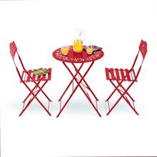 Conjunto de mesa y sillas plegablesAlpine Corporation Juego de Bistró de 3 Piezas para Interiores/Exteriores con Mesa y Sillas Plegables Asientos de Patio Rojo - ROJO - Ver 8