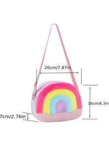 1pc Rainbow Backpack/Crossbody Bag - Large Capacity Mini Bookbag With Adjustable Strap, Shiny Rainbow Ribbon - Lightweight, Suitable For Teens - Multicolor - View 6