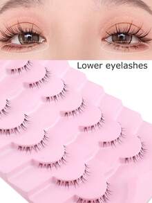 7 Pairs Cartoon Pointed Tail False Eyelashes, Transparent Stem Cat Ear Double Pointed Realistic Eyelashes, Korean/Japanese Style Cosplay Eyelashes - Cat Elf Eyelashes - View 1