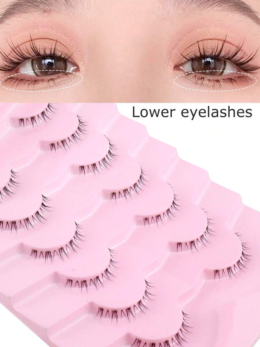 7 Pairs Cartoon Pointed Tail False Eyelashes, Transparent Stem Cat Ear Double Pointed Realistic Eyelashes, Korean/Japanese Style Cosplay Eyelashes - Cat Elf Eyelashes - View 1