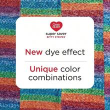 Red Heart Super Saver Bitty Stripes - 2 paquetes de 283 g 10 oz - 100% acrílico - #4 Worsted mediano - 515 yardas - Tejer Crochet - Algasmarinas - Ver 4
