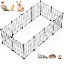 12 Panels Small Animal Playpen With Waterproof Mat - Durable Metal Wire Yard Fence For Guinea Pigs Kittens Puppies Hamsters And Hedgehogs - Indoor And Outdoor Pet Cage - 12片金屬絲網 - 查看 1