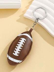 Valentine's Day 1pc Creative Leather Sports Ball Keychain Pendant, Basketball, Football, Rugby, Volleyball, Baseball, Billiard Ball Keychain Decoration, Bag Pendant, Gift For Classmates, Friends, Family, Valentine's Day, Birthday, Party Accessories - 彩色 - 查看 12
