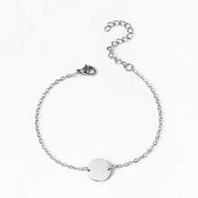 Customized Engraved Bracelet, Customized Based On User Provided Image, Double Hole Round Disc Stainless Steel Bracelet, Laser Engraved, Suitable For Girl, Cuban Link Chain Jewelry Gift, Suitable For Casual Or Special Occasions - Style 7 - View 7