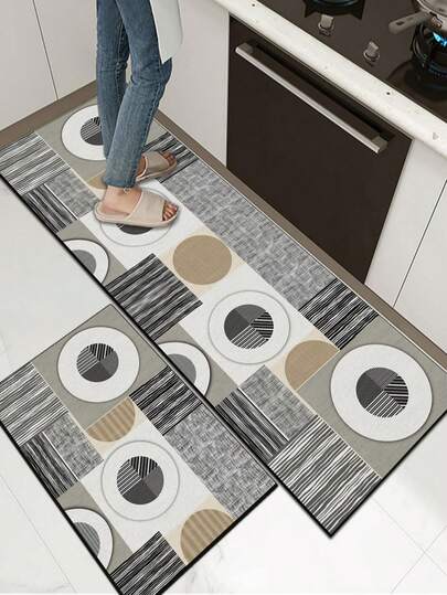 1 pezzo Tappetino da cucina in morbida gomma, Tappeto da cucina spesso 3,5 mm, Tappetino assorbente stile moderno minimalista con motivo geometrico multicolore, Può essere ritagliato su misura per la cucina, Materiale: strato superiore in tessuto, strato intermedio in spugna, strato inferiore in gomma, Adatto per tappeti da cucina, decorazione cucina, decorazione matrimonio, decorazione casa, tappetino da bagno, zerbino, tappetino per lavanderia, tappeto per corridoio, tappetino per soggiorno, ecc.