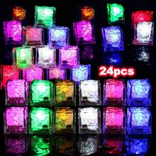 Pack Of 24 Glowing Ice Cubes, Multi-Colored LED Ice Cubes, Twinkling In The Dark, Suitable For Club, Party, And Wedding Decorations. - 彩色 - 查看 7