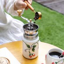 Pastoral Style Strawberry Ceramic Hand Coffee Grinder, Home Manual Drip Coffee Funnel, Milk Pitcher, Coffee Cup & Saucer Set - Multicolor - View 5
