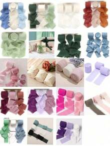 1 Roll/3 Rolls 4cm*500mm DIY Handmade Tassel Chiffon Ribbon, Fringe Ribbon, Suitable For Wedding Invitations, Bridal Bouquets, Gift Wrapping, DIY Crafts, Bow Making, Party Decorations And Home Decor - Dark Green - View 7