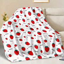 Coco Ai Ai's Strawberry-Printed Blanket, With Its Alluring Colors And Playful Design,Super Soft Flannel Printed  Blanket,As Birthday Gifts, Family, Wedding, Souvenir Blankets, Polyester Blankets Suitable For All Seasons, Washable, Machine Washable, Lightweight, Breathable, Comfortable, Warm, Unique, 280gsm For Him, Her Personalized Ideal Gifts For Her, Him, Family, Boyfriend, Girlfriend, Father, Family, Mother, Lover, Daughter, Son, Grandfather, Grandmother, Teacher,Doctor, Nurse,Friend, Classmate, Pet.Perfect Nap, Camping, Travel, Home, Daily Life, Office Decoration, Birthday, Anniversary, Valentine's Day, Thanksgiving, Graduation Season,Christmas, Halloween, Mother's Day, Father's Day, Wedding, New Year Gifts ,Sofa,Bed,Car,Bedroom,Living Room,Office,  Outdoor Camping, Beach,Wall Decoration - Nhiều màu 13 - Xem 4
