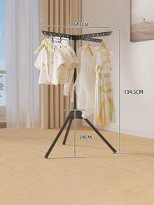 1个节省空间的折叠式衣架，多层小件可折叠衣架，带挂钩，适用于阳台、卧室、室内，多功能大容量晾衣架，可折叠三脚架式晾衣架，适合室内外使用，居家、宿舍、旅行 - 休闲风格裤子、衬衫、裙子晾衣架 - 彩色 - 查看 12