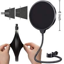 GLEAM Microphone Isolation Shield - Tripod Stand 2 Ft 6" To 5 Ft 10" Height Adjustable Stand Compatible W/Blue  AT2020 AKG Rode Microphones - Black - View 3