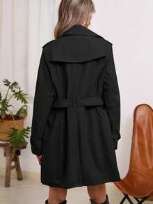 Women's Mid-Length Pocket Jacket, Designed For Commuting In Spring And Autumn Black - Black - View 8