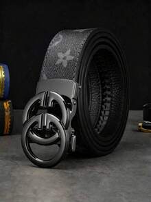 1pc Men's Letter Alloy Automatic Buckle Belt. This Belt Is A High-End Choice Carefully Selected By Men, Combining Business Style And Fashion. Durable, 120cm Length, Suitable For Daily Wear And Gatherings. This Jeans Belt Is An Ideal Gift For Boyfriends, Fathers And Friends. - Multicolor - View 1