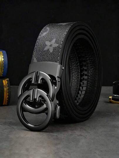 1pc Men's Letter Alloy Automatic Buckle Belt. This Belt Is A High-End Choice Carefully Selected By Men, Combining Business Style And Fashion. Durable, 120cm Length, Suitable For Daily Wear And Gatherings. This Jeans Belt Is An Ideal Gift For Boyfriends, Fathers And Friends.