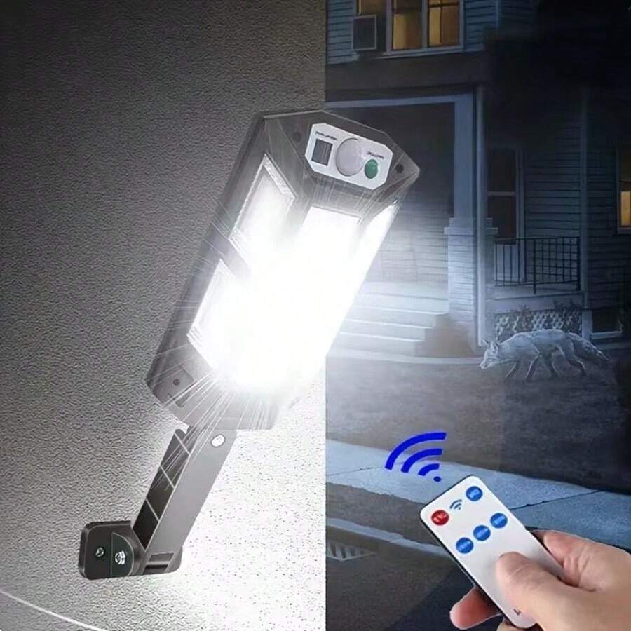 1pc Solar Powered Light, 59COB Solar Wall Light, Outdoor Waterproof Remote Control Solar Floodlight With Motion Sensor, Suitable For Area Lighting And Yard, Wide Angle Solar Lamp, Outdoor Lighting, Garden Security Street Yard Light - Multicolor - View 1