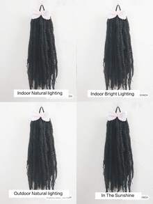  1pc Synthetic For Kids Faux Braid Wigs Braiding Hair Afro Kinky Crochet Hair 18 Inch Synthetic Crochet Marly Braids Hair Extensions With Rubber Bands Heat Resistant - Natural Black - View 7