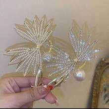 Korean Leaf Pearl Rhinestone Twisty Clip Hair Bun Maker, Straight Clip, Hairpin, Frog Hair Clasp, Niche Internet Celebrity Hair Clip Character - Multicolor - View 5