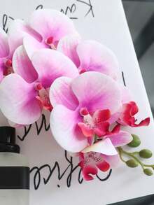 1PC Film-Texture Artificial Phalaenopsis Orchid, Home Living Room Dining Table Floral Decor Party Ornament Fake Orchid - Multicolor - View 17