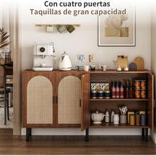Muebles y accesorios para cocina y comedor.Alacenas para Cocina 1.2 MBufetera Mueble con 4 Puertas Credenza Bufetera con 4 Puertas de Ratán l para Cocina Comedor Sala de Estar. Color Nogal - ColorNogal - Ver 5