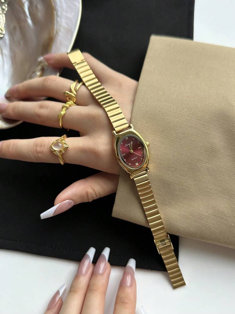 1pc Gold Bamboo Knot Strap, Fashion Women's Quartz Watch, Gold Color, Suitable For Daily Wear, Retro Style, Couple Watch, Best Gift Choice - Gold - View 4