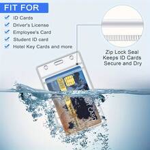 5 Transparent Heavy Duty Vertical ID Card Holders With Waterproof Zipper Plastic Badge Holders, Suitable For Office And School Document Protectors - 5pcs - View 4