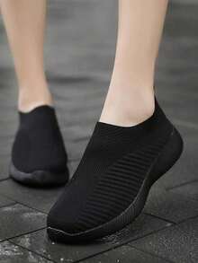 Casual Breathable Mesh Slip-On Loafers, Lightweight, Non-Slip, Wear-Resistant, Versatile For Spring/Summer - Black - View 4