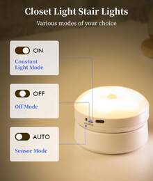 Luz Nocturna Adhesiva, Luz Nocturna con Batería Recargable, Mini Luz LED con Sensor de Movimiento Giratorio de 360 ​​​​°, Lámpara de Pared para Dormitorio, Gabinete, Cocina, (Luz,36928453 - Granate - Ver 5