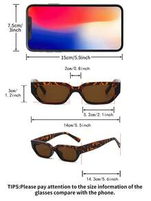 一副男士豹纹猫眼PC框复古时尚眼镜，适合街头风和度假佩戴 - 彩色 - 查看 5