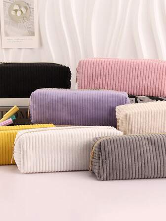 1/2 st enkelt pennfodral med stor kapacitet, multifunktionellt pennfodral i manchestermaterial, pennväska för brevpapper, mjukt och hårt pennfodral