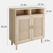 Huisuilinss Rattan Sideboard Buffet Cabinet With Open Shelf,Accent Modern Coffee Bar,Hallway Cupboard,Console Table,Wood Storage Cabinet,Kitchen Hutch Pantry For Living Room Dining Room - 1 pieza - Ver 3