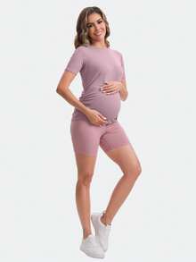 TELALEO 4 PACK Women's Maternity Tops Side Ruched Tunic T-Shirt Pregnancy Clothes - Multicolor - View 4