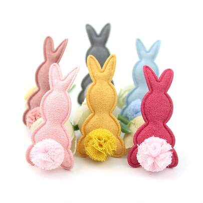 24 piezas de 2.7*5.5cm Pegatinas decorativas de conejito de Pascua, accesorios para el cabello DIY, decoraciones navideñas, suministros de manualidades, parches para ropa