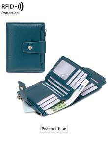 Ví nữ CHARM INFINITE nhỏ gọn, chống RFID, chất liệu da PU mềm mại, kiểu gập đôi, có ngăn đựng thẻ, ngăn đựng tiền xu và 4 ngăn đựng thẻ ID, đa chức năng và tối giản, kiểu gập ba ngắn cho nữ, ví mini, ví cầm tay, ví dễ thương, đồ dùng dễ thương - Nhiều màu - Xem 19