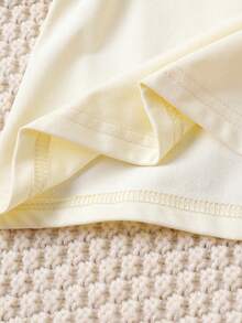 2pcs Young Girls Cute Sweet Collar Cap Sleeve Top Strawberry Print + Blue Skirt Set, Sweet Juvenile Summer Outfit - Champagne - View 6