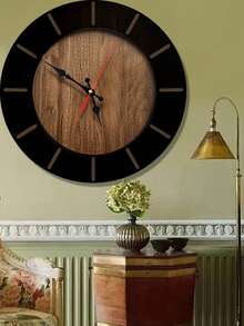 1pc 10-Inch/12-Inch Silent Vintage Wooden Wall Clock - Battery Powered, Round Decorative Clock Suitable For Living Room, Bedroom, Office - Multicolor - View 9
